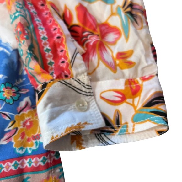 Soft Surroundings Samara Modal Shirt Colorful Floral Print Pearl Button Multi M - Picture 3 of 6